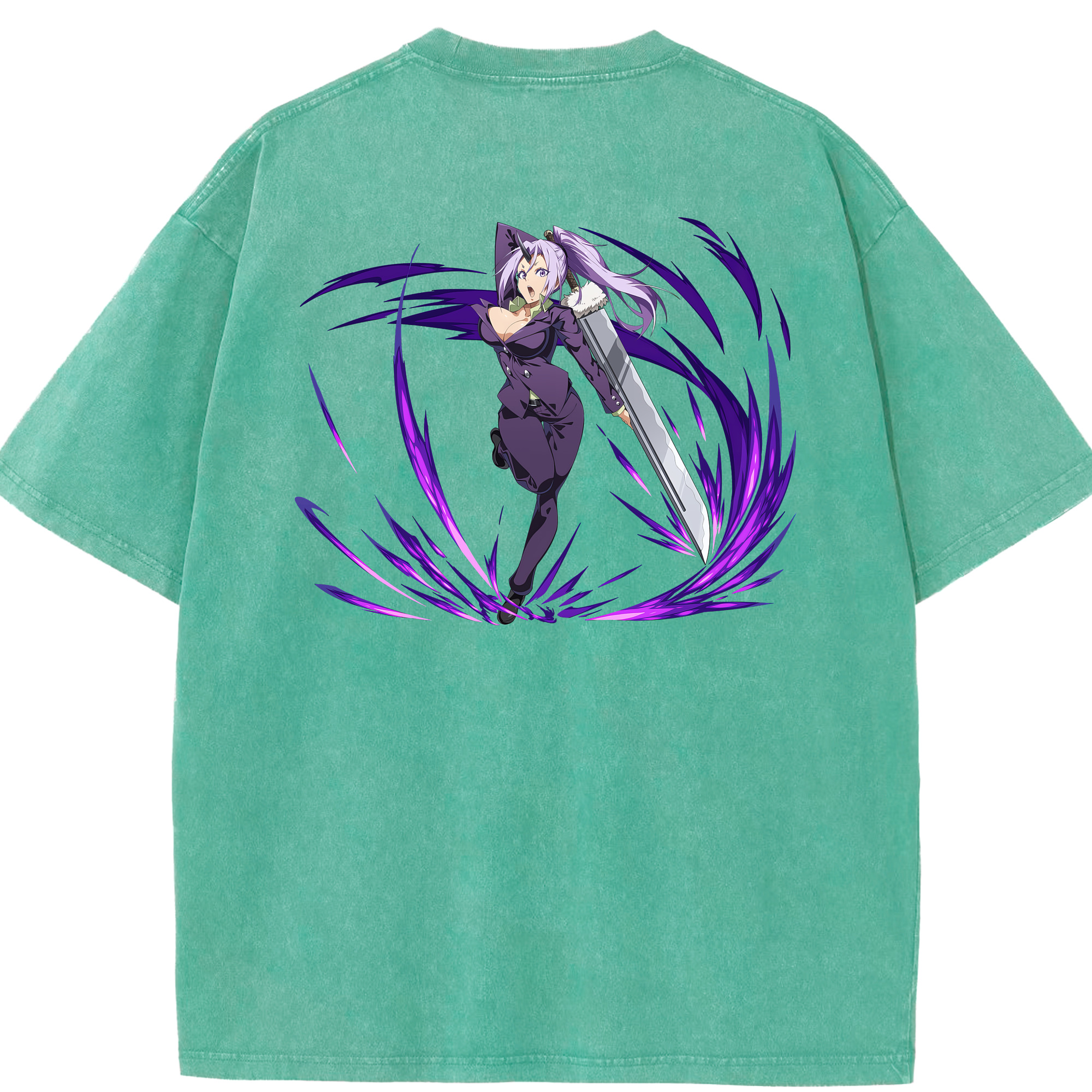 （画像用） 転スラ Regarding Reincarnated to Slime 綿100% ヴィンテージ風 半袖Tシャツ（背面プリント）